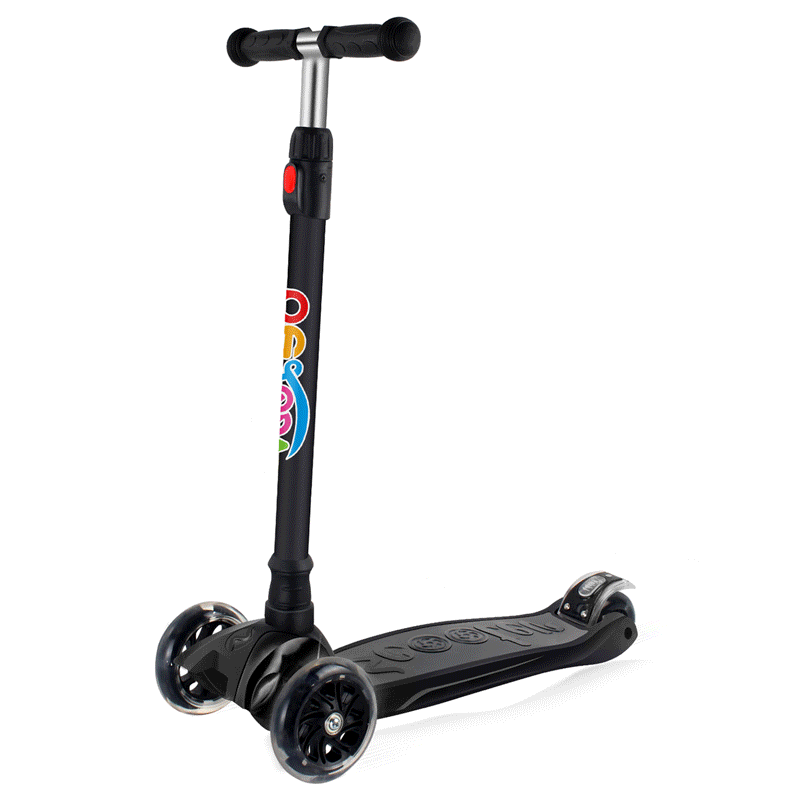 Beleev Scooters for Kids 3 Wheel Kick Scooter for Toddlers Girls & Boys, 4 Adjustable Height, Lean to Steer, Extra-Wide Deck, Light Up Wheels for Children from 3 to 14 Years Old Black