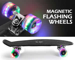 
                
                    Load image into Gallery viewer, BELEEV 22&amp;quot; Cruiser Skateboard With Light-up Wheels - Rustic (New)
                
            