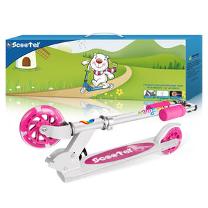 BELEEV Foldable Light Up Scooter For Kids (6-12) - Day Glo