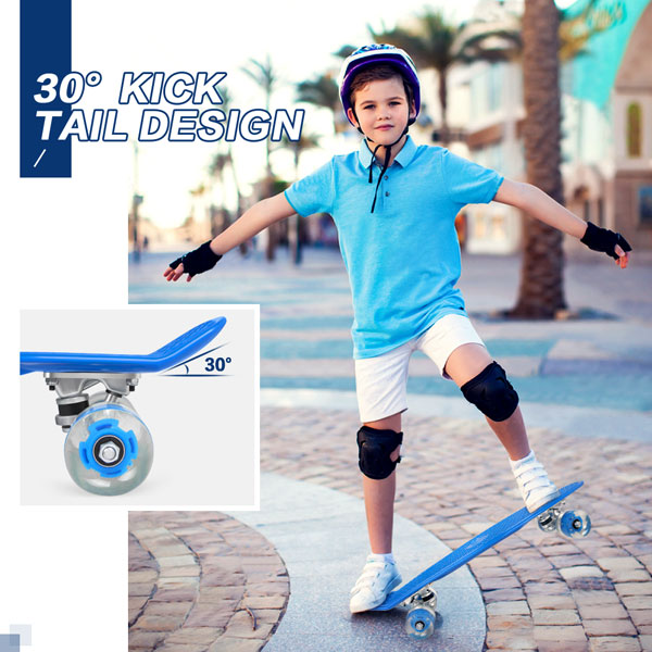 Beleev cruiser skateboard, 30° kick tail design